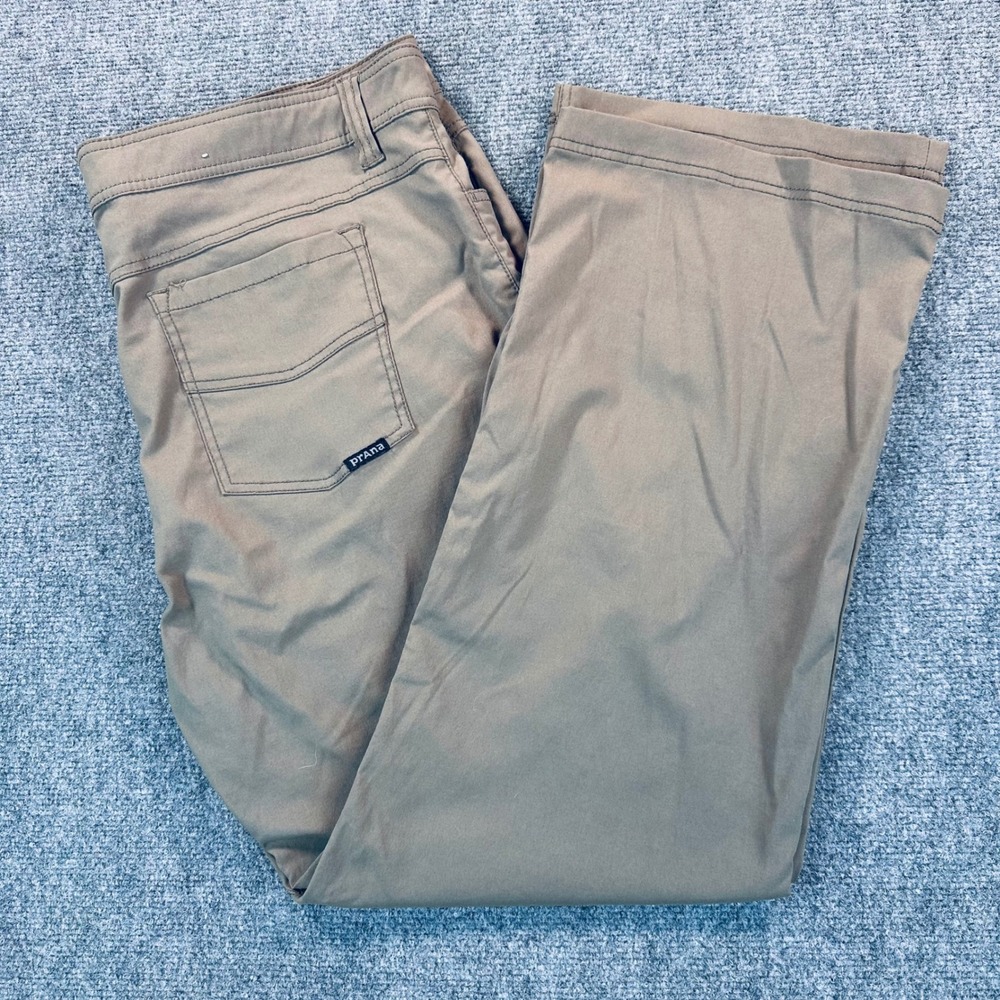Prana Brion Pants Slim Fit Men's 40x30 Mud Brown Nylon Stretch Hiking Technical